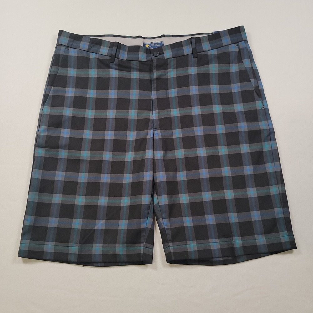 NEW Jack Nicklaus Men Golf Shorts‎ 38 Plaid Performance Stretch Flat Front